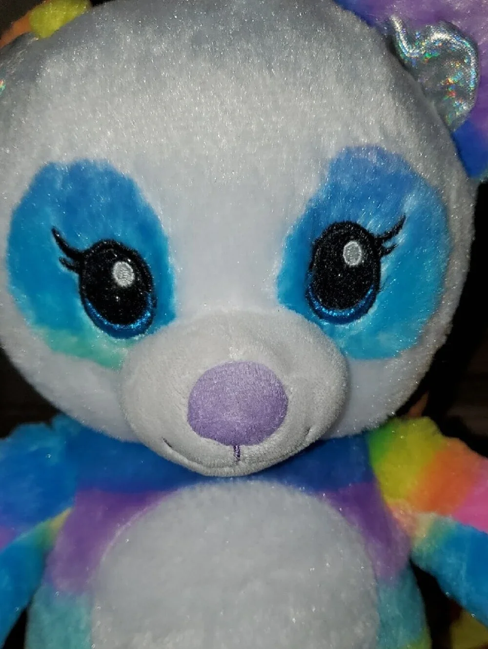 Build-A-Bear Rainbow Teddy Plush with Silver Sparkle Paws